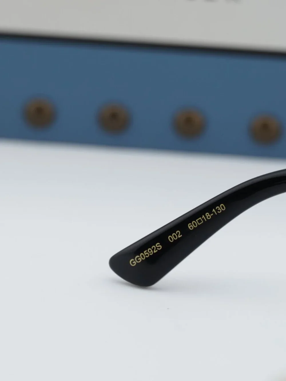 Gucci GG0592S 002 Square Sunglasses - Black / Gold / Smoke Gradient